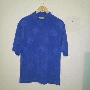 Douglas Lyon Small Boise State Broncos Button Down Shirt-100% Silk-Wood Buttons